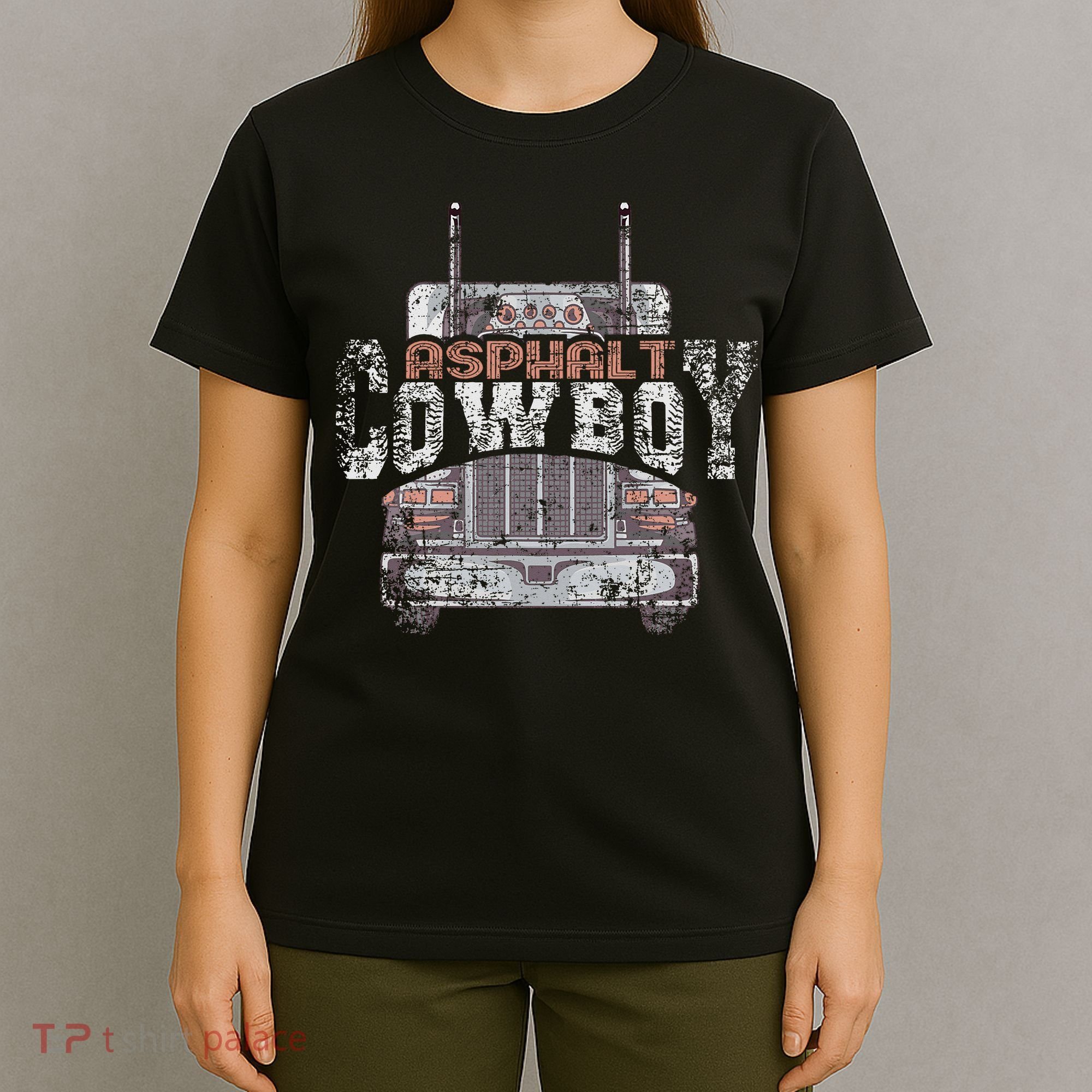 Funny Trucker Asphalt Cowboy Cool Truck Driver T-Shirt