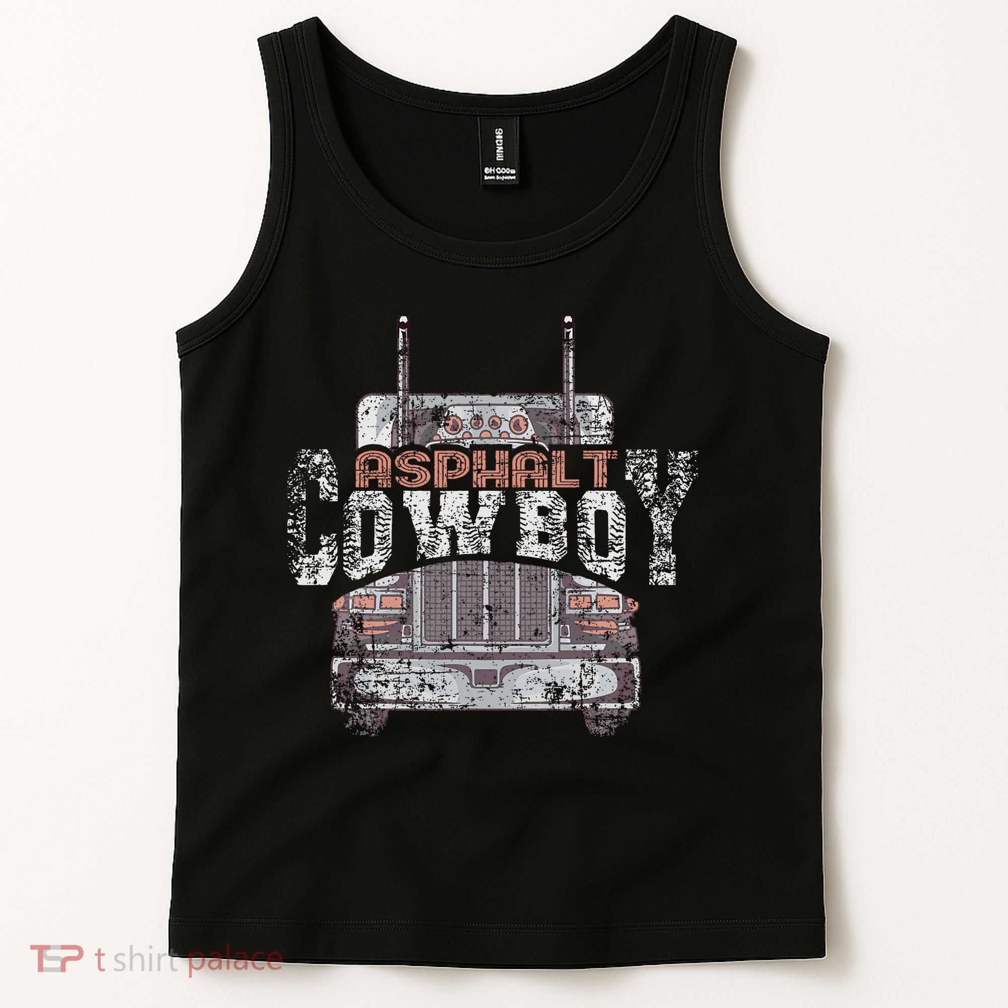 Funny Trucker Asphalt Cowboy Cool Truck Driver Tank Top