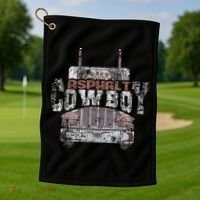 Funny Trucker Asphalt Cowboy Cool Truck Driver Golf Towel thumb 1