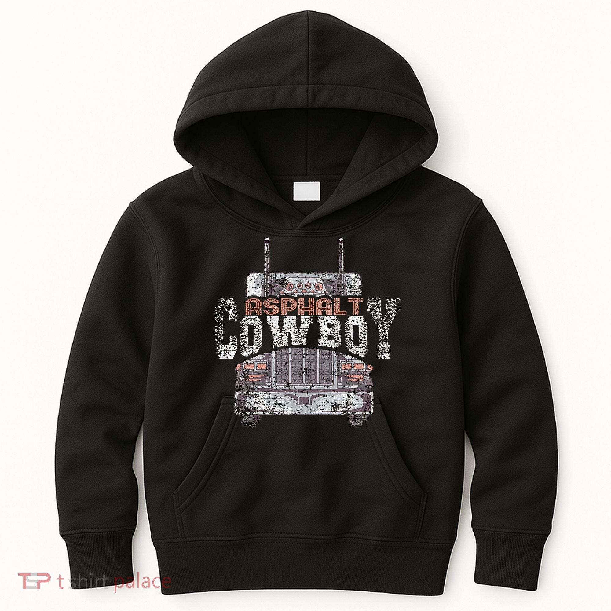 Funny Trucker Asphalt Cowboy Cool Truck Driver Kids Hoodie