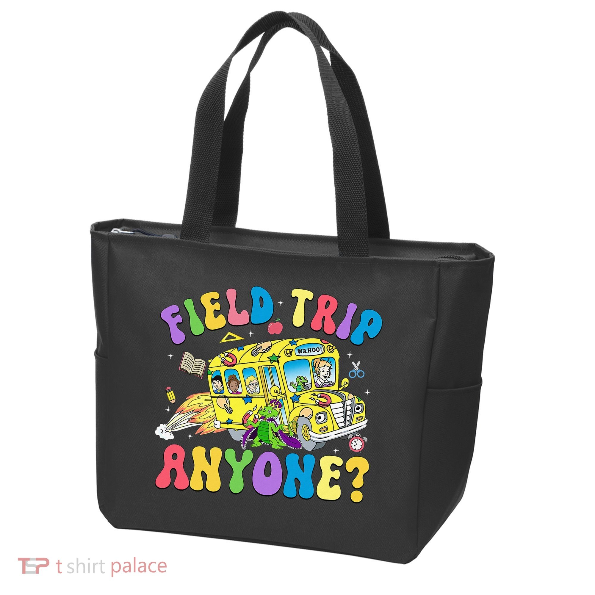 Field Trip Anyone Field Day Let The Games Begin School Bus Tote Bag