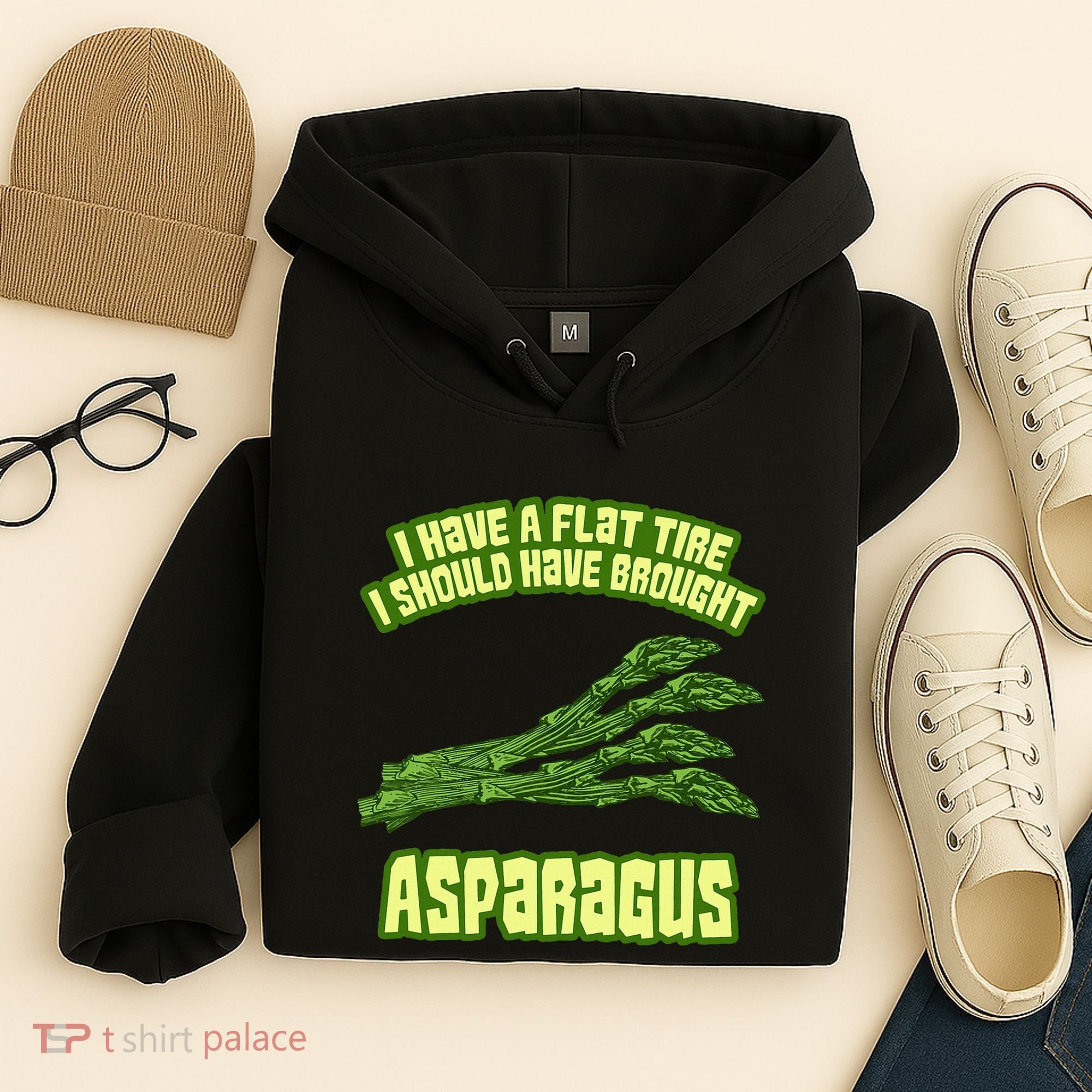 Flat Tire Asparagus Vegan Vegetarian Vegetables Funny Hoodie