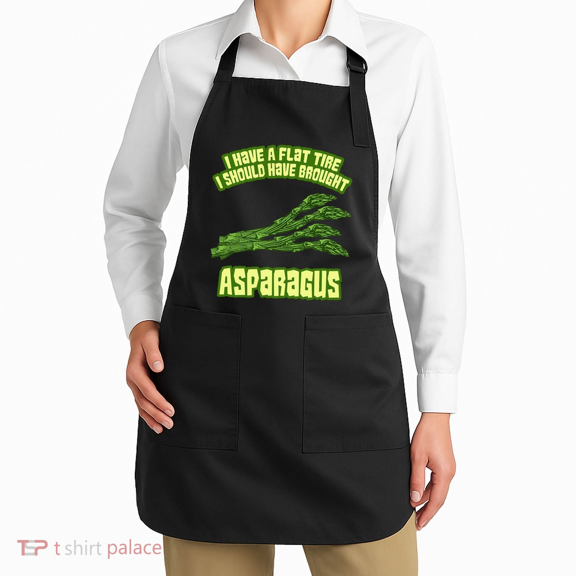 Flat Tire Asparagus Vegan Vegetarian Vegetables Funny Apron