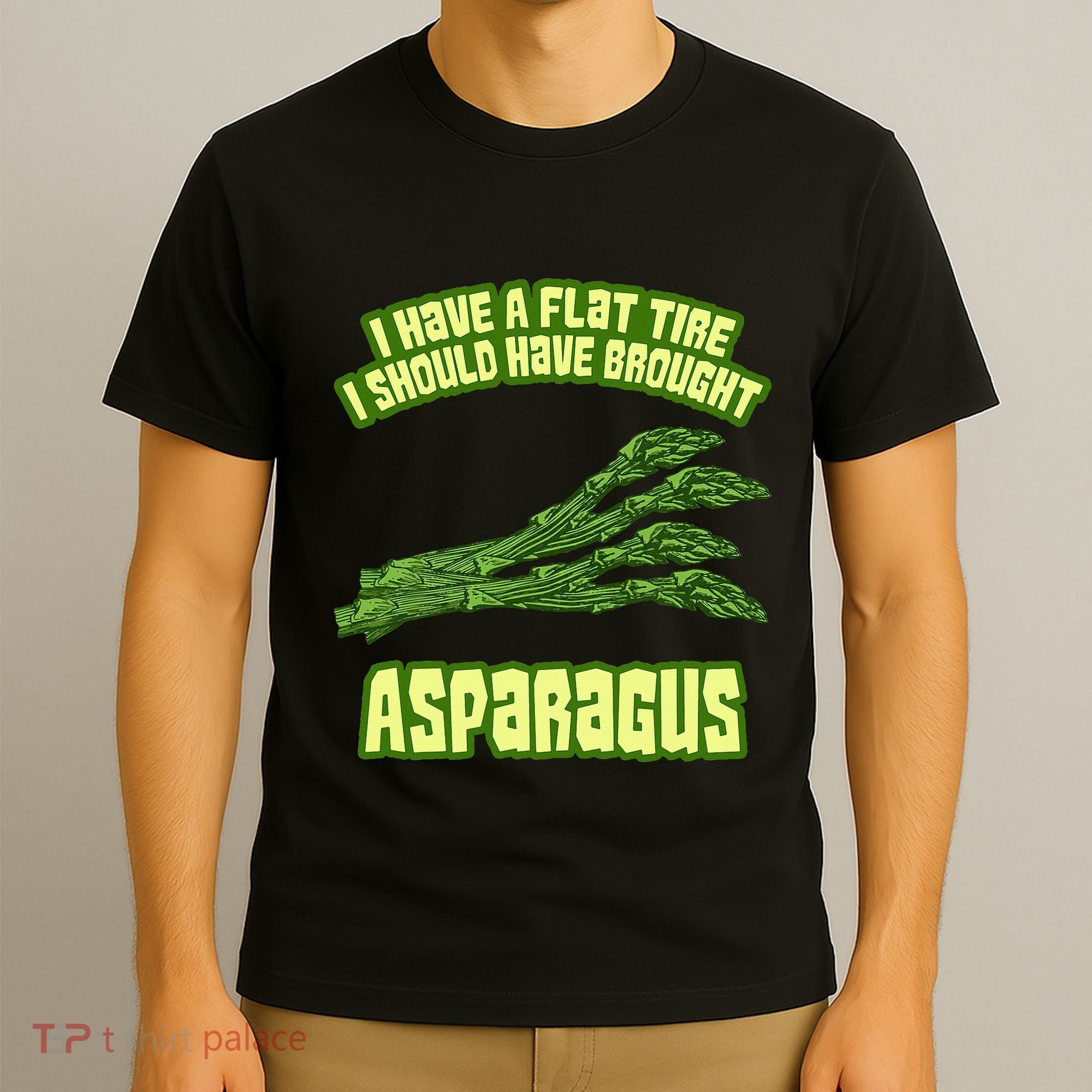 Flat Tire Asparagus Vegan Vegetarian Vegetables Funny T-Shirt