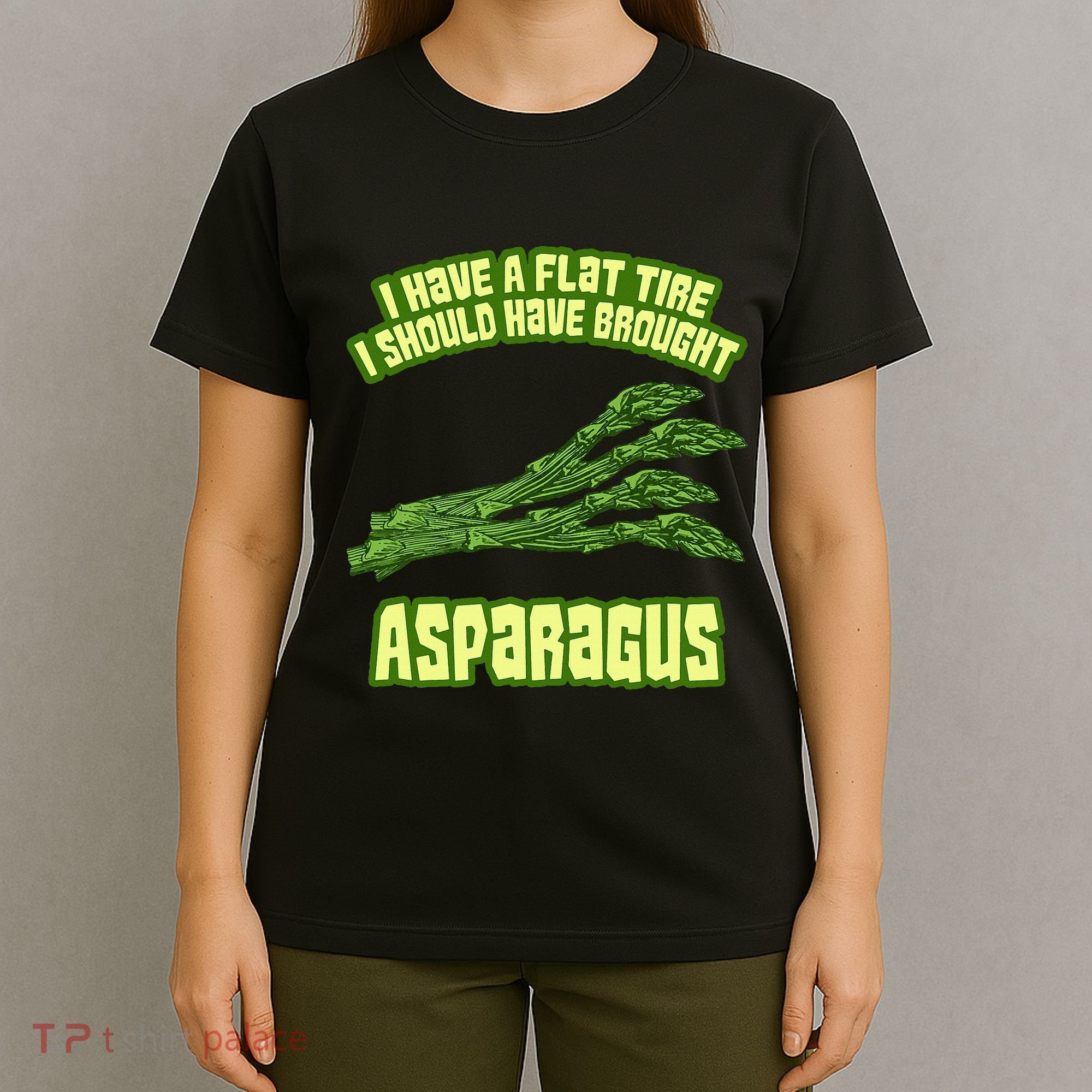Flat Tire Asparagus Vegan Vegetarian Vegetables Funny T-Shirt