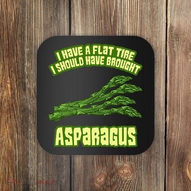 Flat Tire Asparagus Vegan Vegetarian Vegetables Funny Coaster