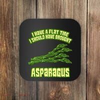 Flat Tire Asparagus Vegan Vegetarian Vegetables Funny Coaster thumb 0