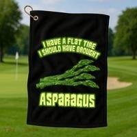 Flat Tire Asparagus Vegan Vegetarian Vegetables Funny Golf Towel thumb 1