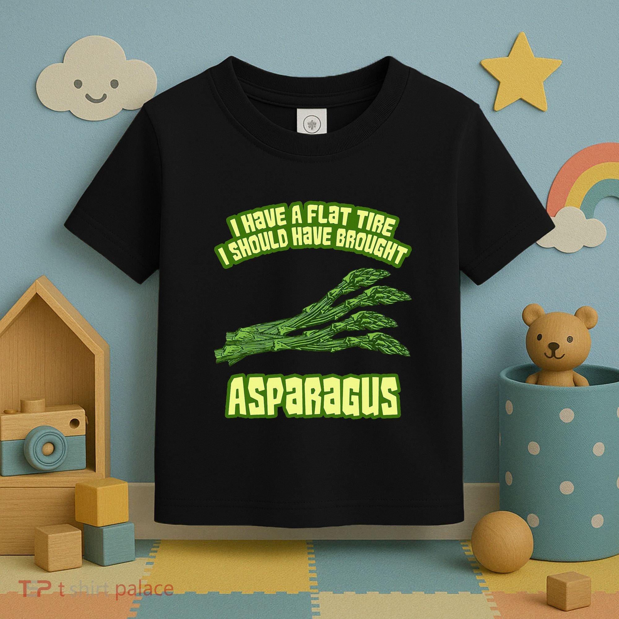 Flat Tire Asparagus Vegan Vegetarian Vegetables Funny Toddler T-Shirt