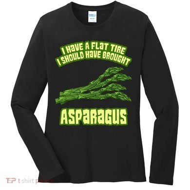 Flat Tire Asparagus Vegan Vegetarian Vegetables Funny Women's Long Sleeve Shirt