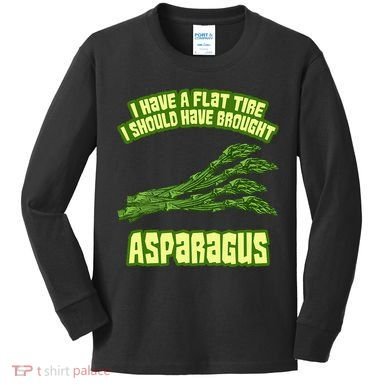 Flat Tire Asparagus Vegan Vegetarian Vegetables Funny Kids Long Sleeve Shirt