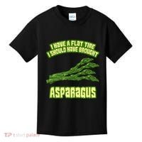 Flat Tire Asparagus Vegan Vegetarian Vegetables Funny Kids T-Shirt thumb 0