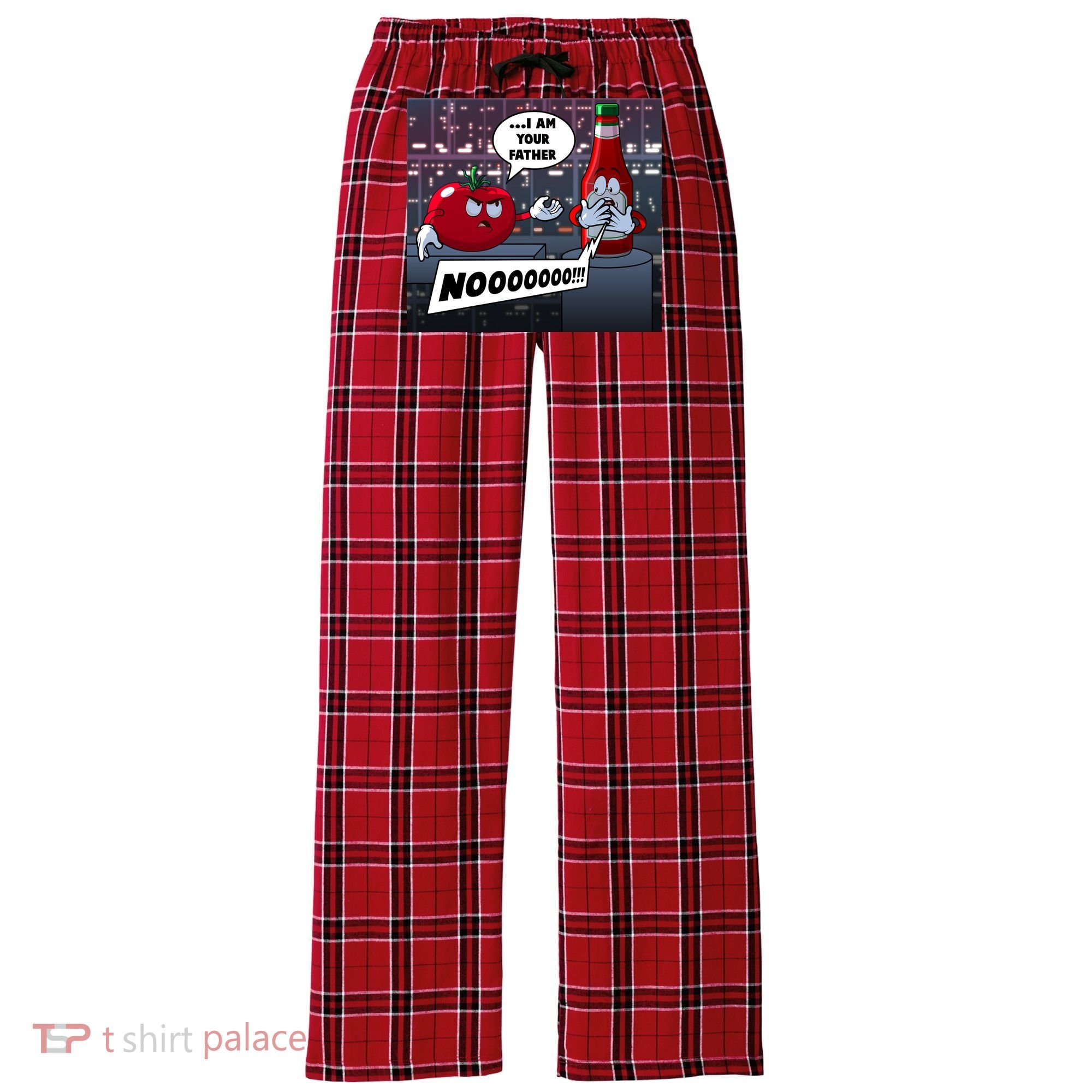 Funny Tomato And Ketchup I Am Your Father Women's Flannel Plaid Pajama Pants