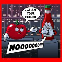 Funny Tomato And Ketchup I Am Your Father Santa Hat thumb 1