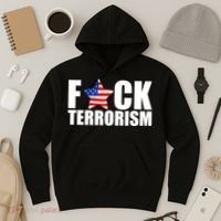 Fuck Terrorists! American Flag Star Hoodie thumb 3
