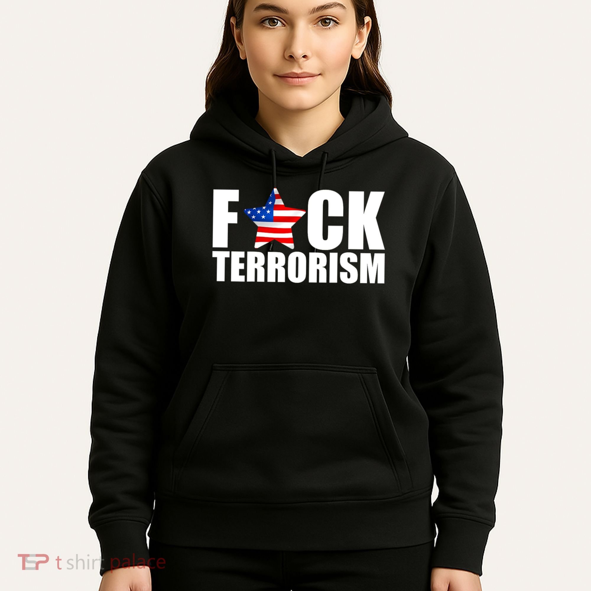 Fuck Terrorists! American Flag Star Hoodie