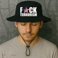 Fuck Terrorists! American Flag Star Bucket Hat thumb 2