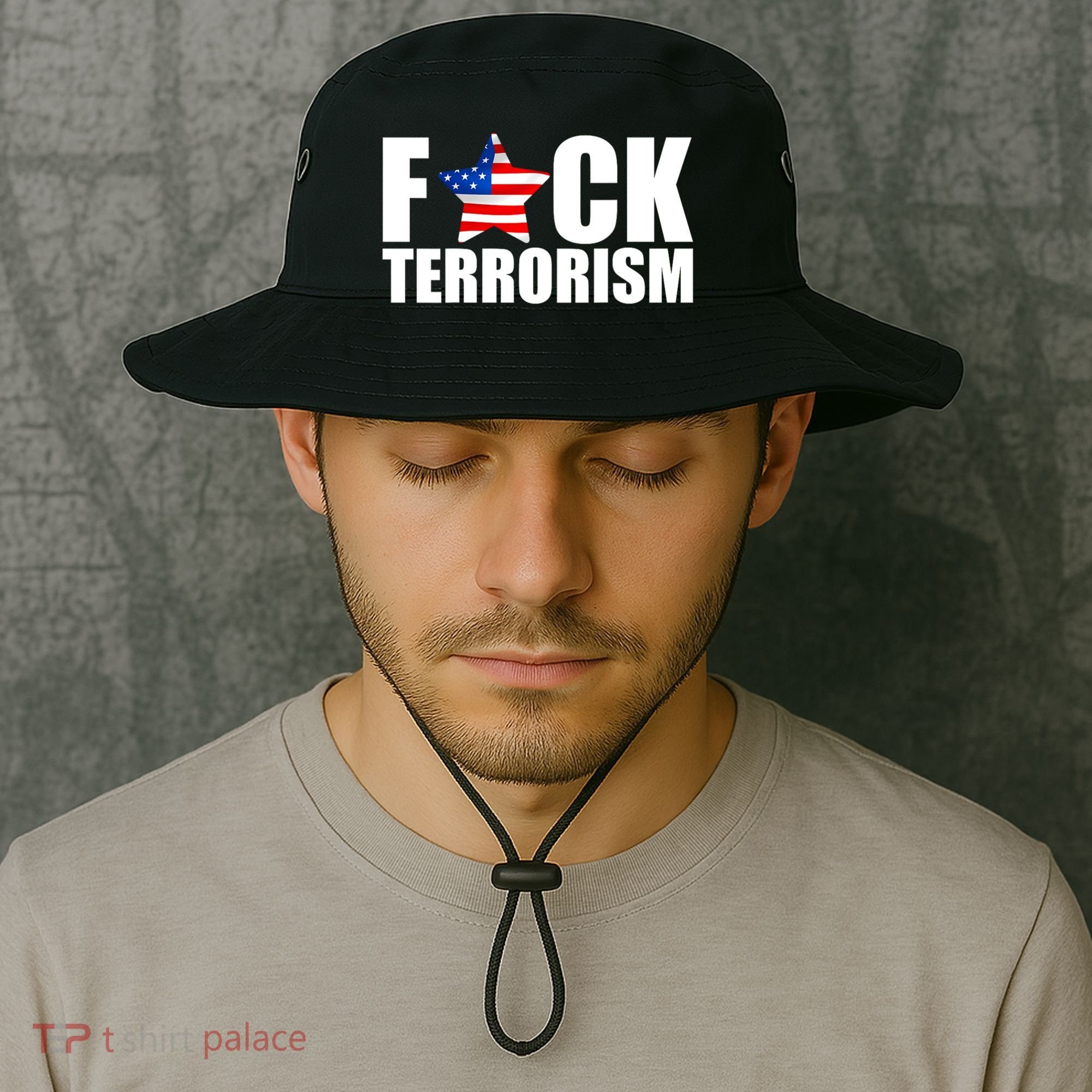 Fuck Terrorists! American Flag Star Bucket Hat