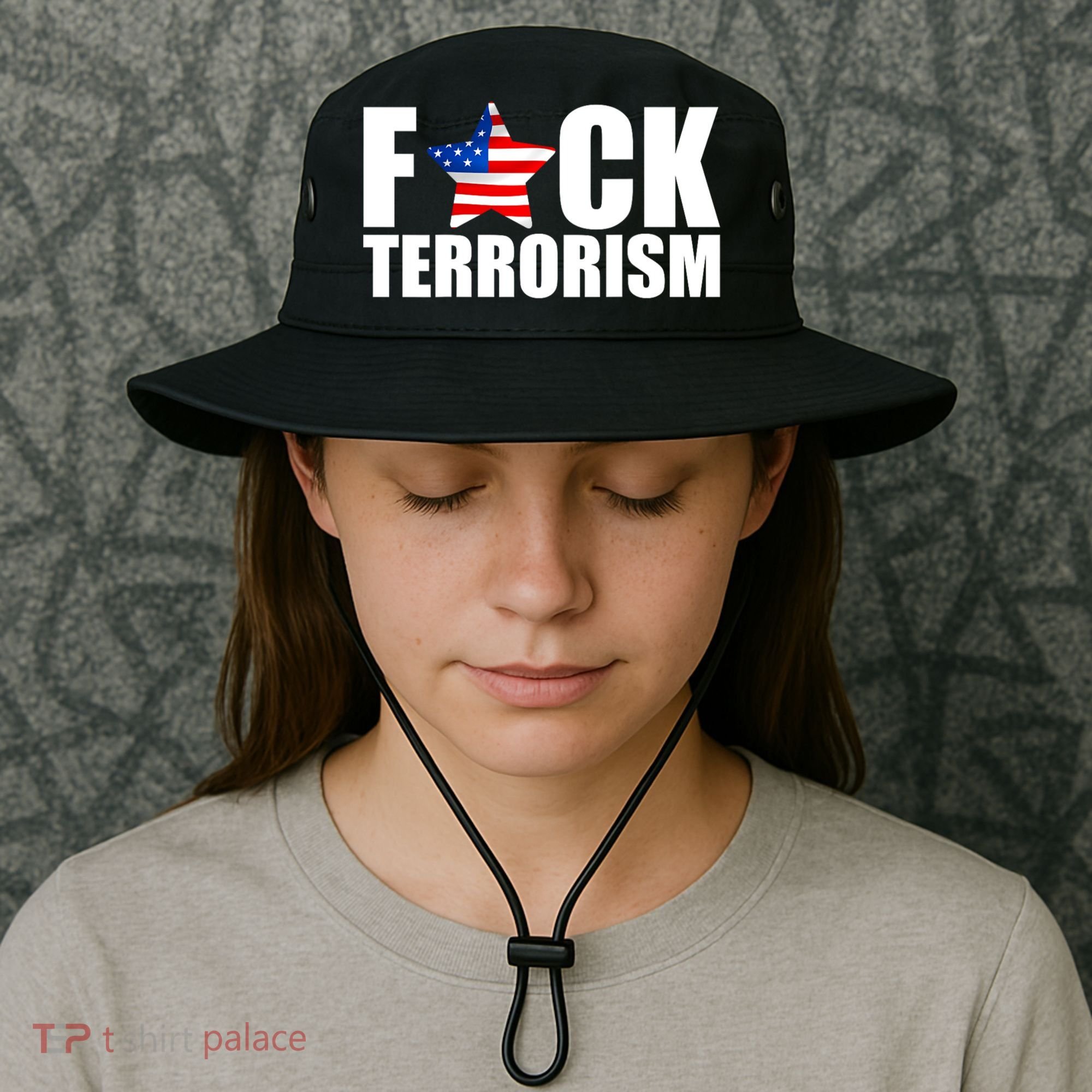 Fuck Terrorists! American Flag Star Bucket Hat