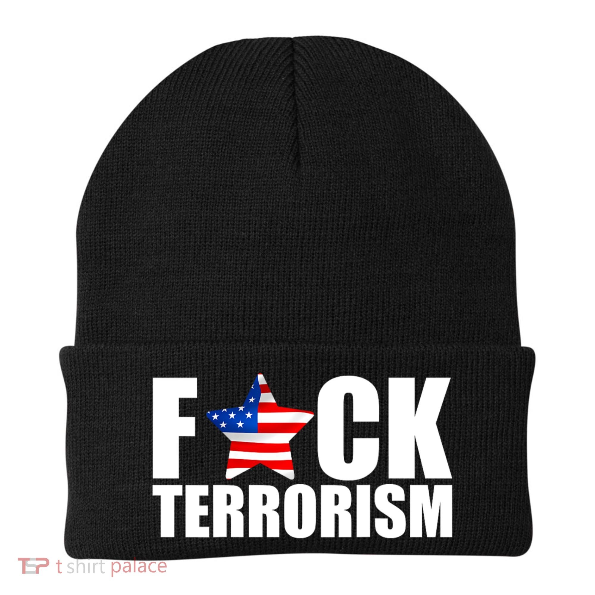 Fuck Terrorists! American Flag Star Beanie