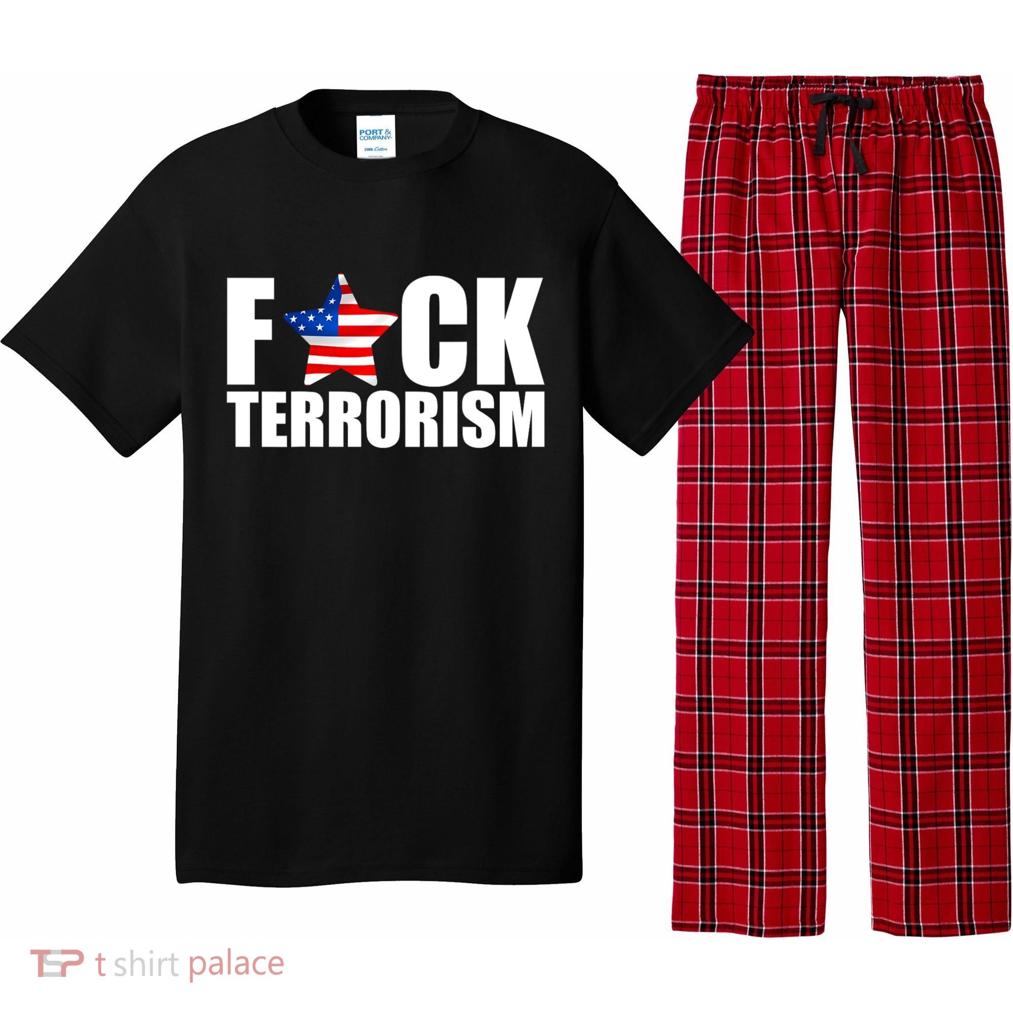 Fuck Terrorists! American Flag Star Pajama Set