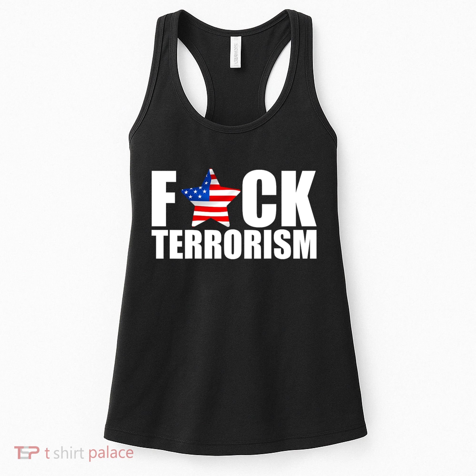 Fuck Terrorists! American Flag Star Women's Tank Top