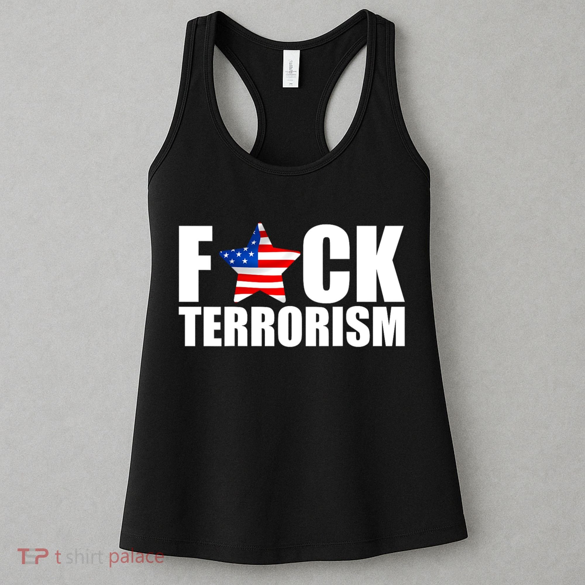 Fuck Terrorists! American Flag Star Women's Tank Top