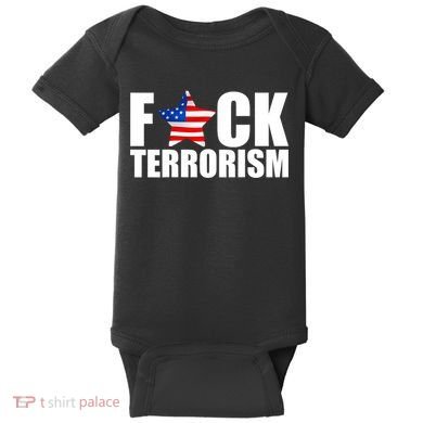 Fuck Terrorists! American Flag Star Baby Bodysuit