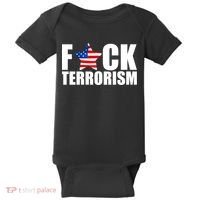 Fuck Terrorists! American Flag Star Baby Bodysuit thumb 0
