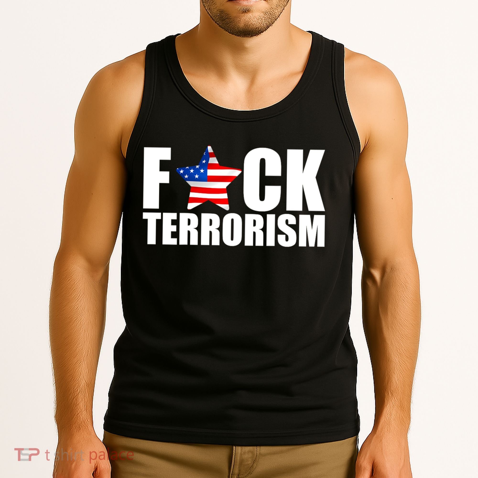 Fuck Terrorists! American Flag Star Tank Top