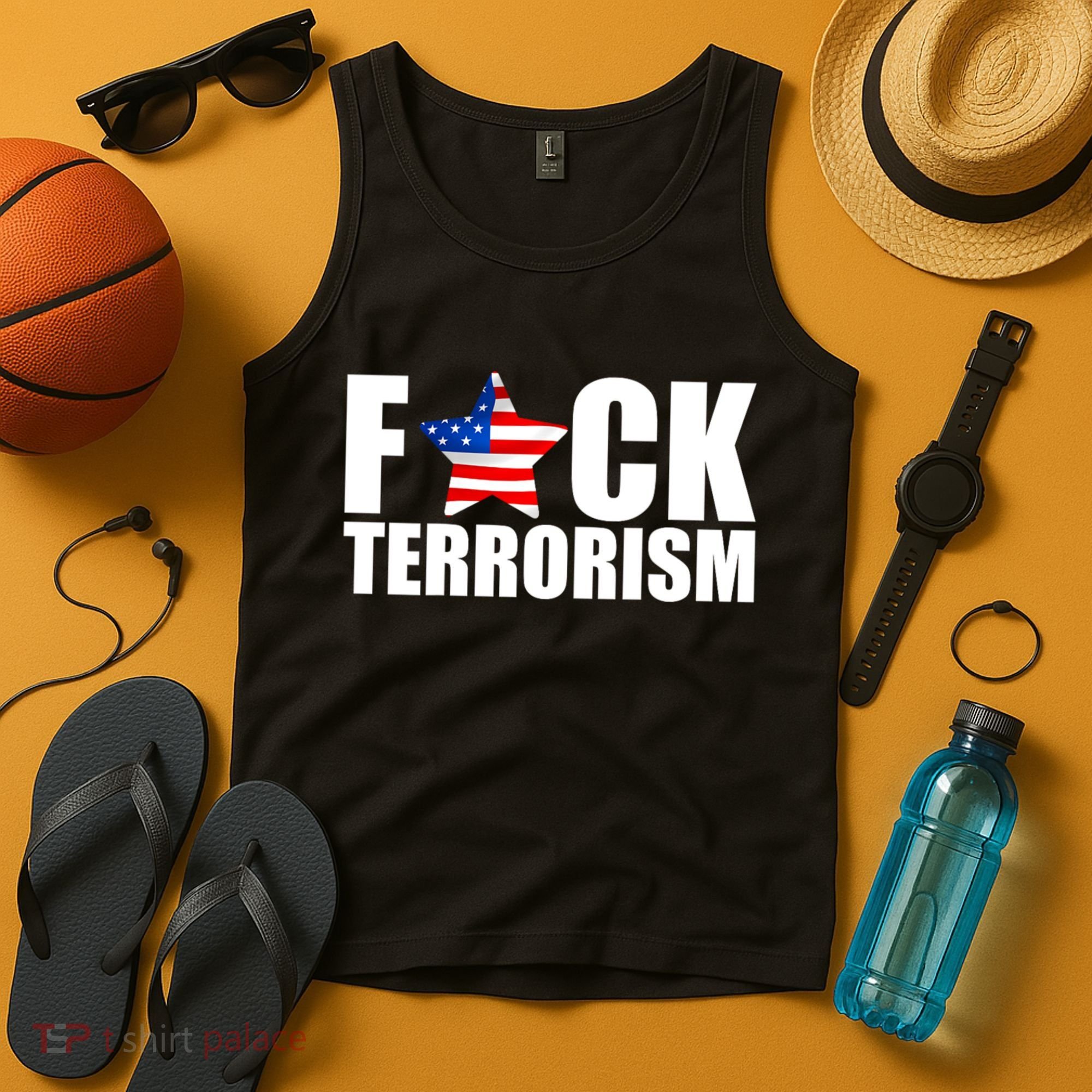 Fuck Terrorists! American Flag Star Tank Top