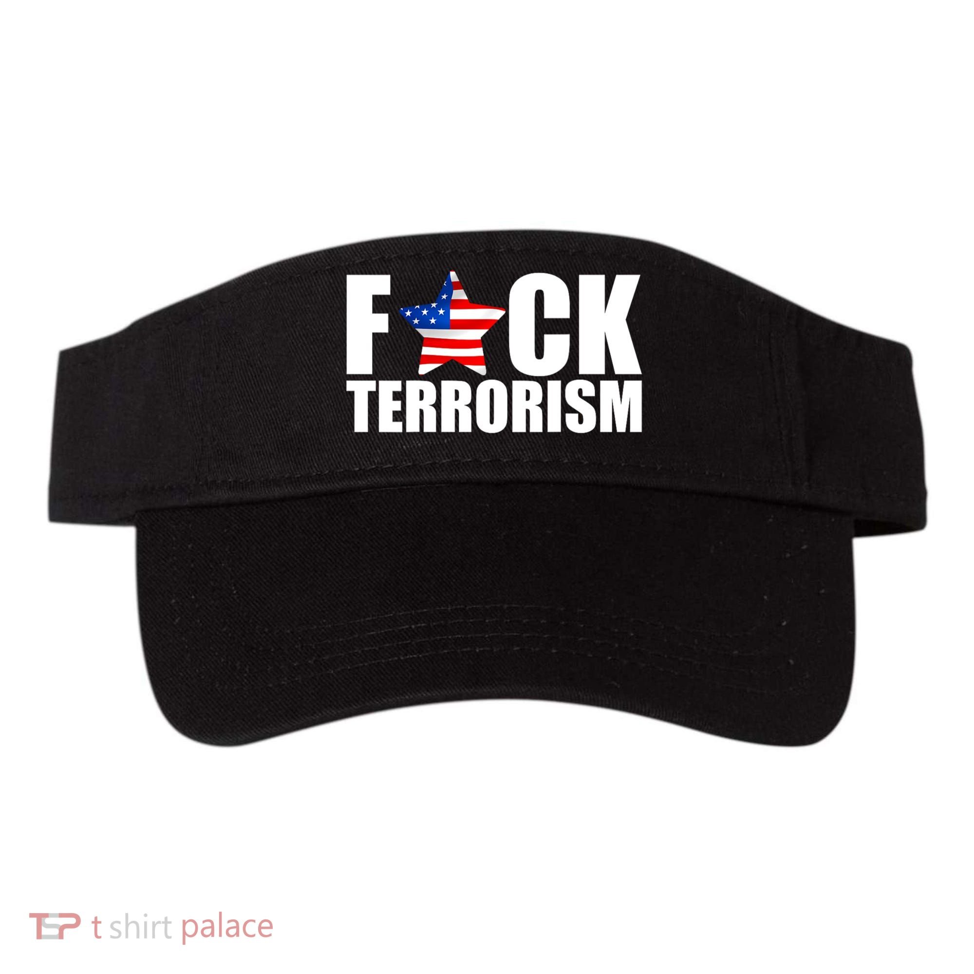 Fuck Terrorists! American Flag Star Visor