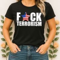 Fuck Terrorists! American Flag Star Women's T-Shirt thumb 2