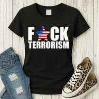 Fuck Terrorists! American Flag Star Women's T-Shirt thumb 3
