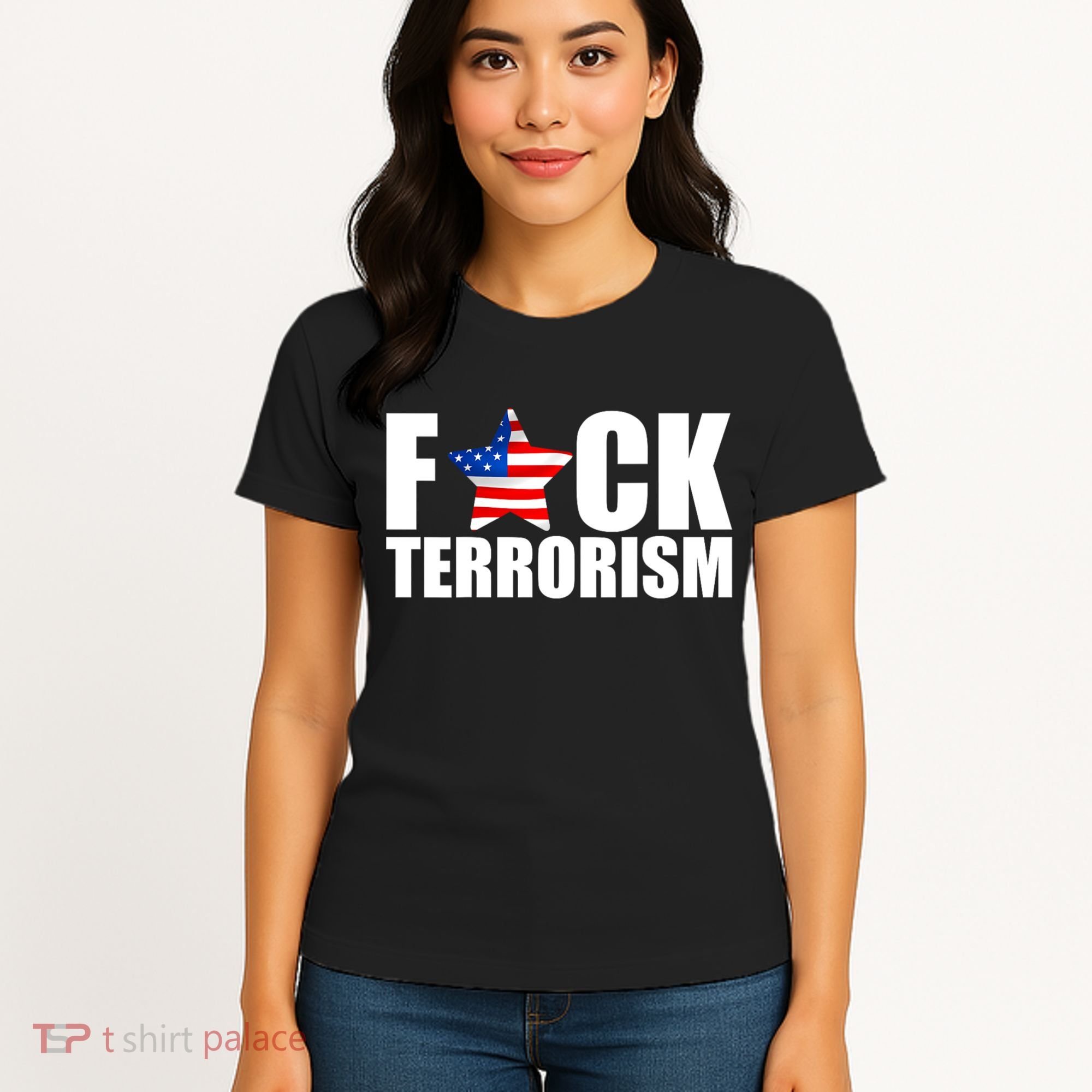 Fuck Terrorists! American Flag Star Women's T-Shirt
