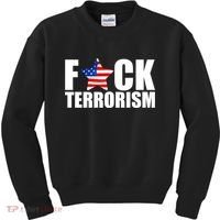 Fuck Terrorists! American Flag Star Kids Sweatshirt thumb 0