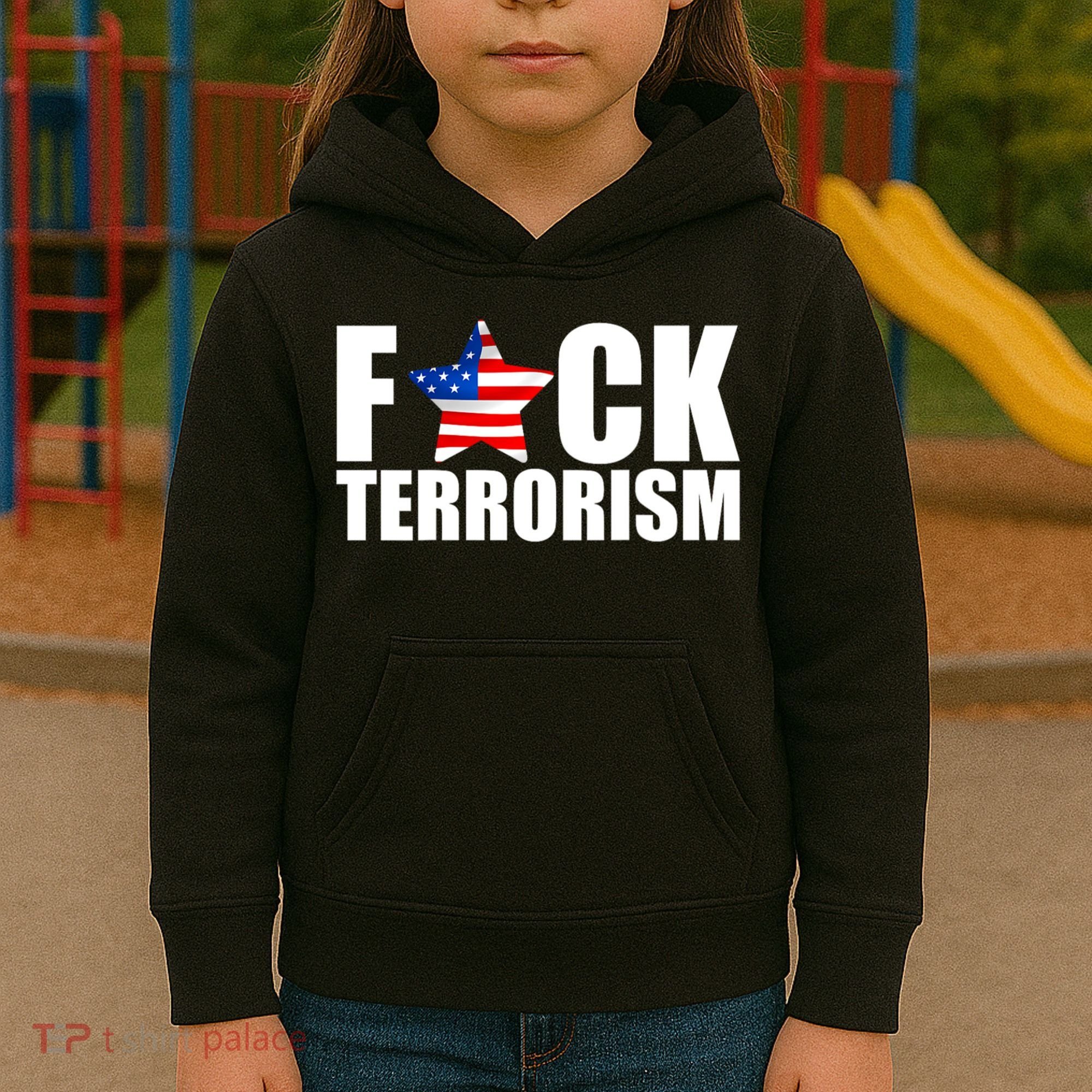 Fuck Terrorists! American Flag Star Kids Hoodie