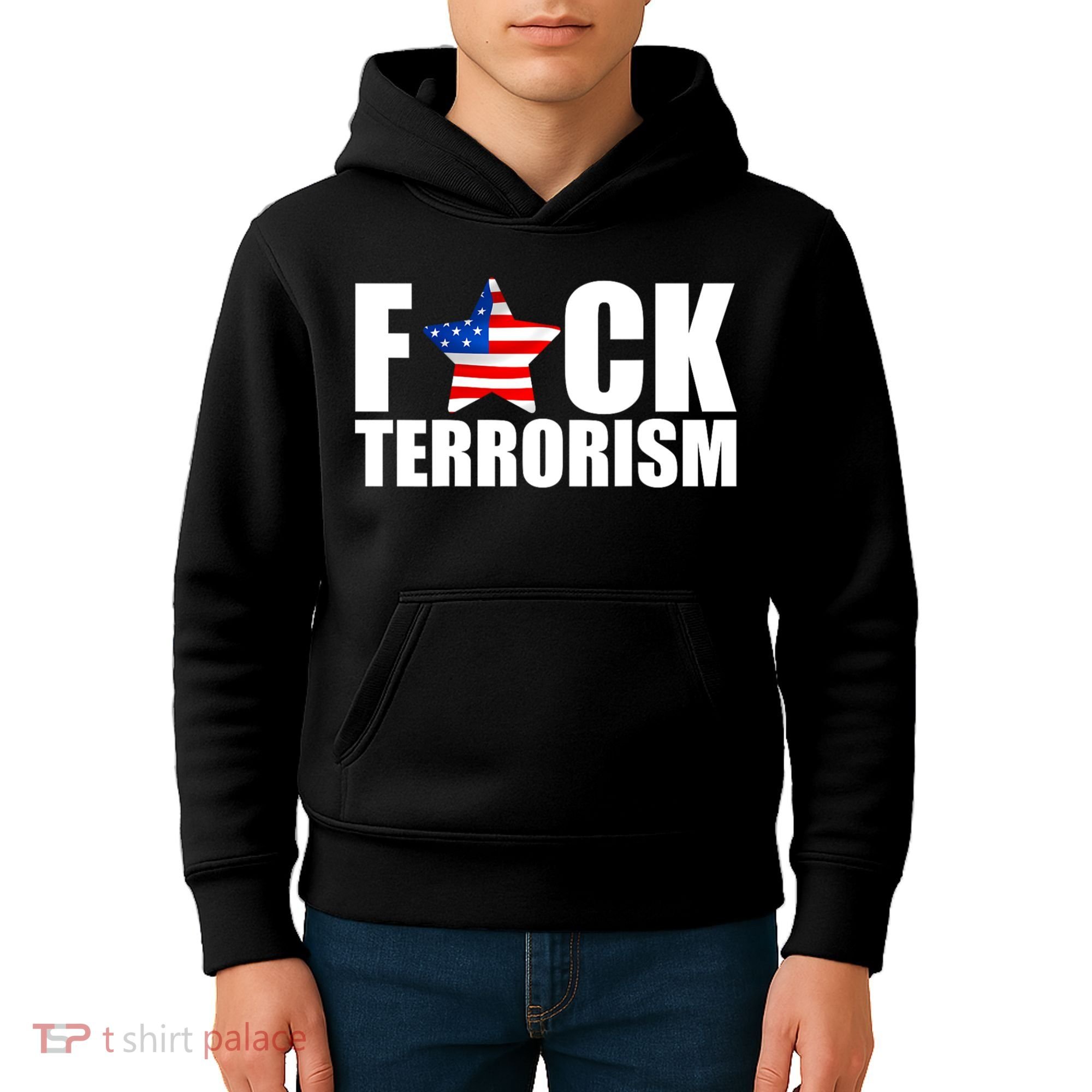 Fuck Terrorists! American Flag Star Kids Hoodie