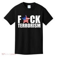 Fuck Terrorists! American Flag Star Kids T-Shirt thumb 0