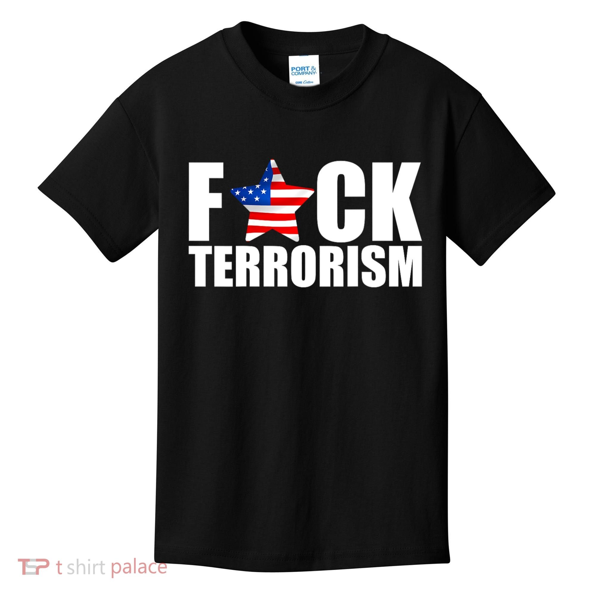 Fuck Terrorists! American Flag Star Kids T-Shirt