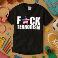 Fuck Terrorists! American Flag Star Kids T-Shirt thumb 3