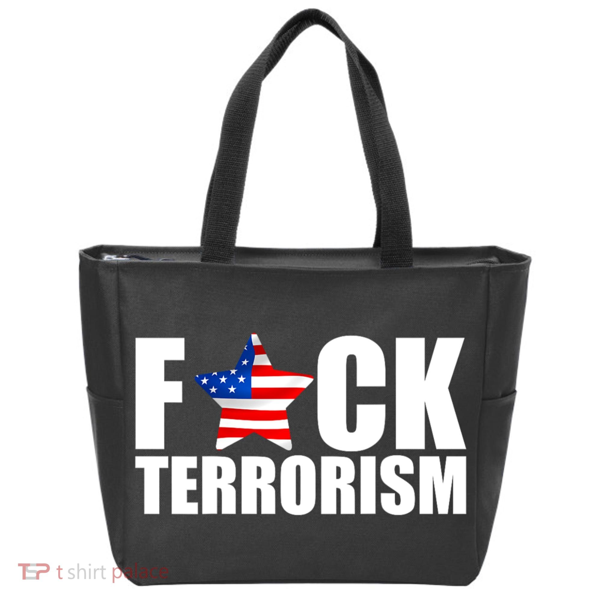 Fuck Terrorists! American Flag Star Tote Bag