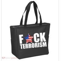 Fuck Terrorists! American Flag Star Tote Bag thumb 2