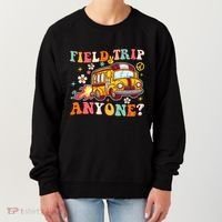 Field Trip Anyone Groovy School Bus Driver Yellow Bus Women's Sweatshirt thumb 0