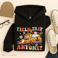Field Trip Anyone Groovy School Bus Driver Yellow Bus Hoodie thumb 4