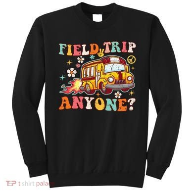 Field Trip Anyone Groovy School Bus Driver Yellow Bus Sweatshirt