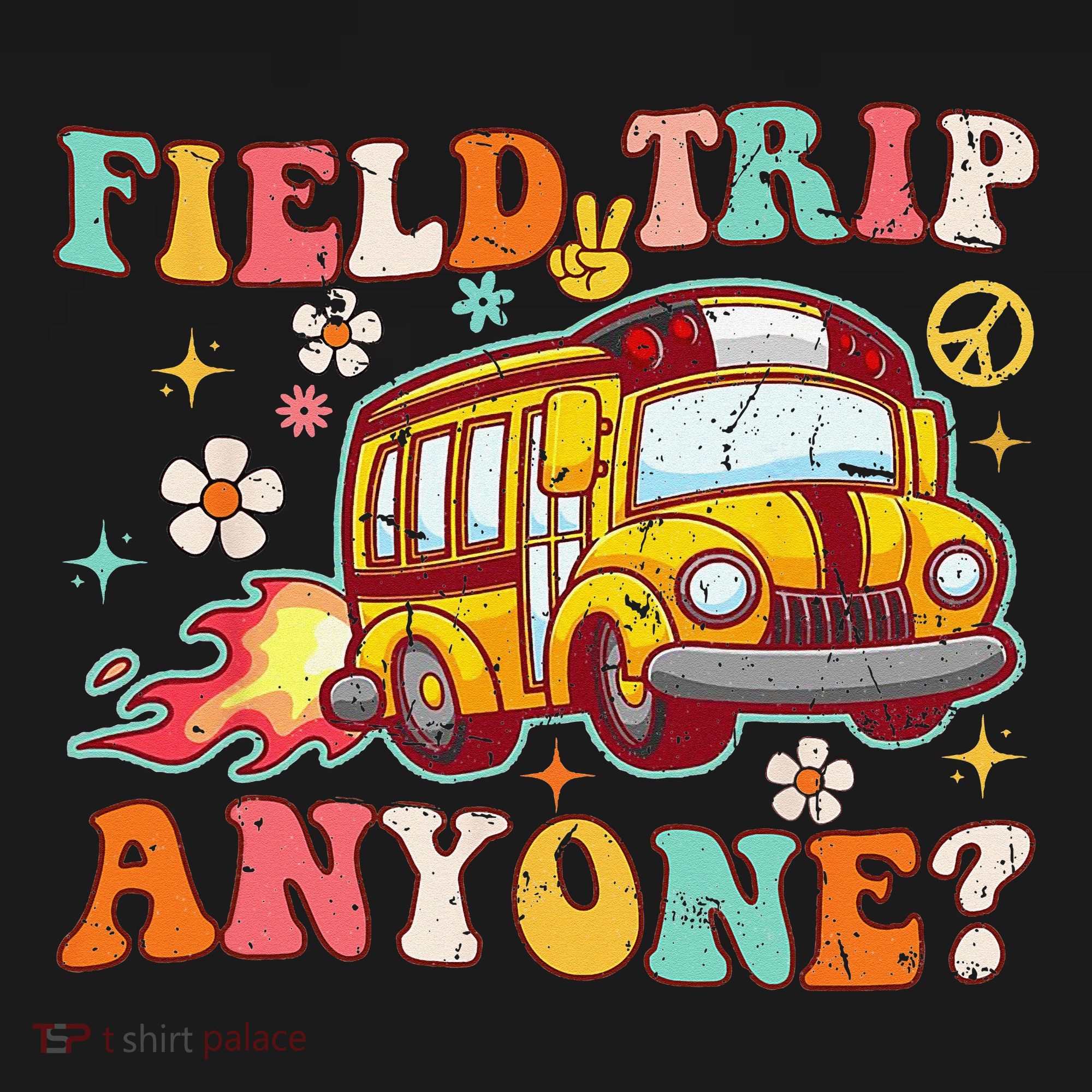 Field Trip Anyone Groovy School Bus Driver Yellow Bus Sweatshirt
