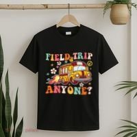 Field Trip Anyone Groovy School Bus Driver Yellow Bus T-Shirt thumb 2