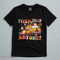 Field Trip Anyone Groovy School Bus Driver Yellow Bus T-Shirt thumb 5