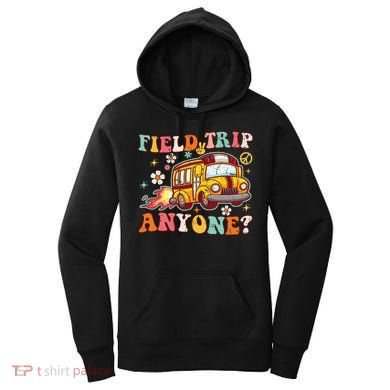 Field Trip Anyone Groovy School Bus Driver Yellow Bus Women's Hoodie